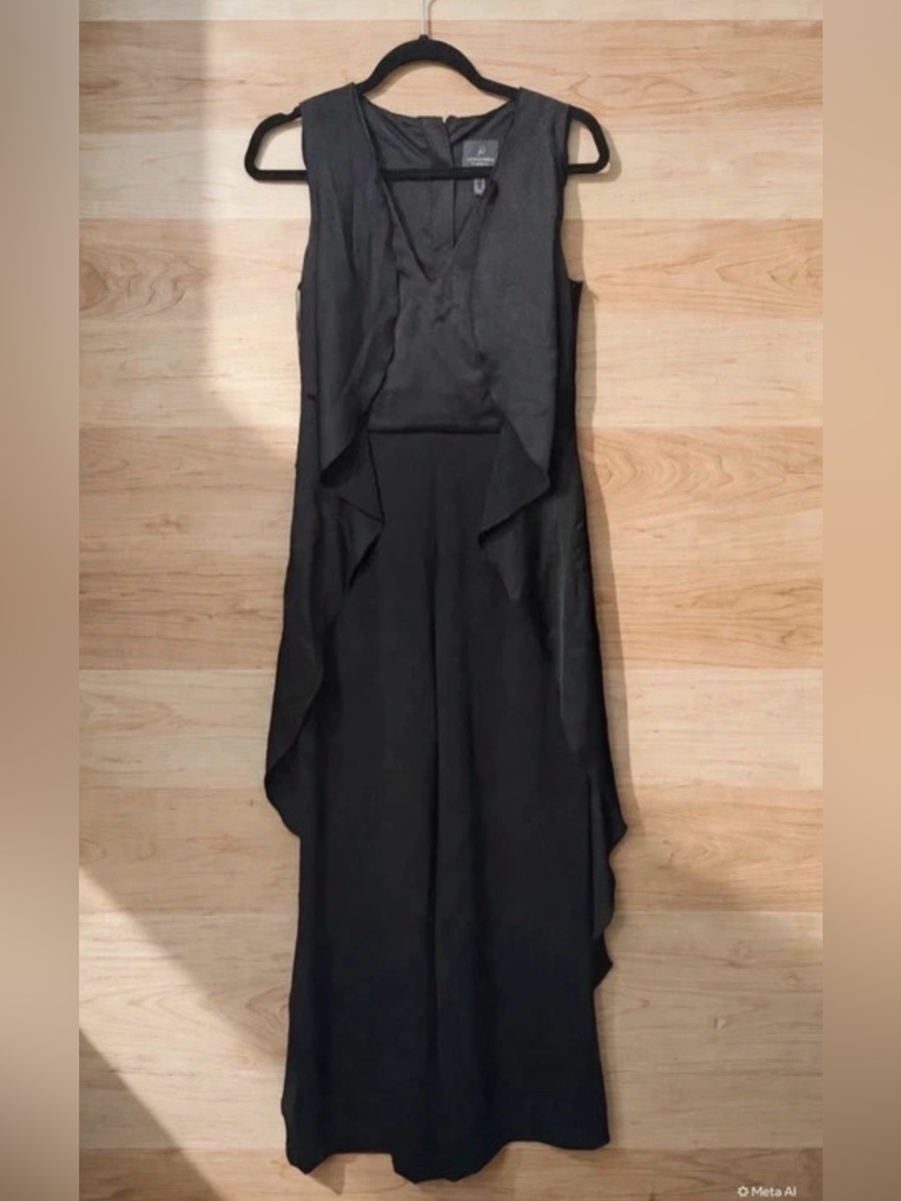 Adrianna Papell Black Sleeveless Draped Maxi Dress